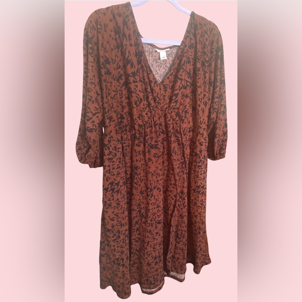 Ava & Viv Brown and Black Long Sleeve Dress